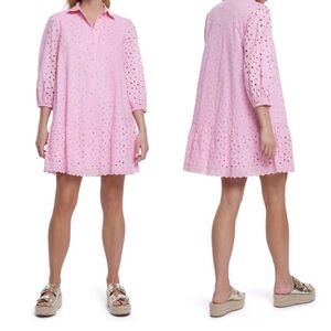 River Island Pink Eyelet Mini Dress